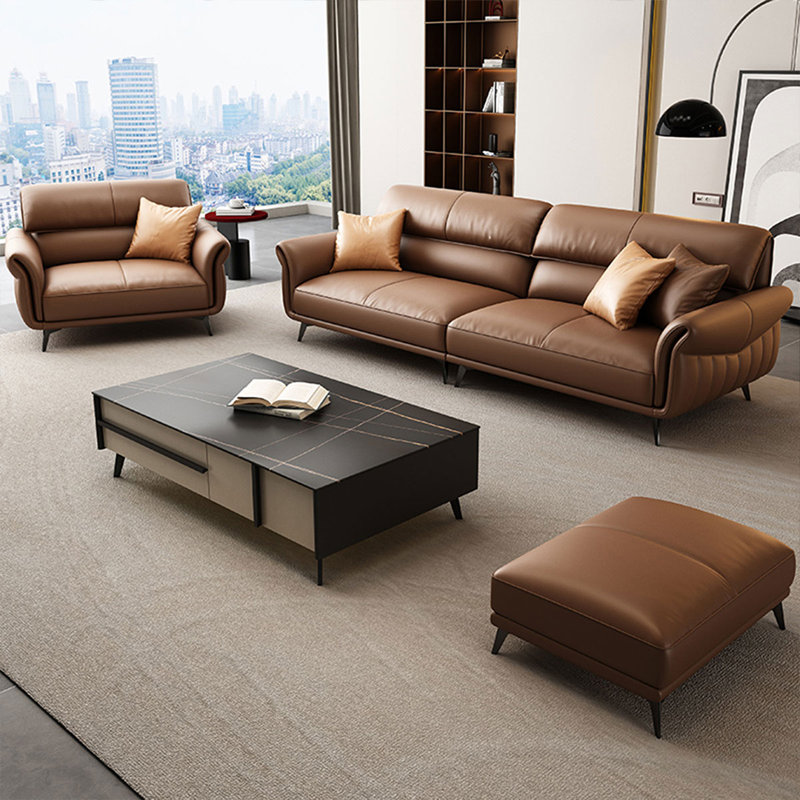 Leather sofa set wayfair discount